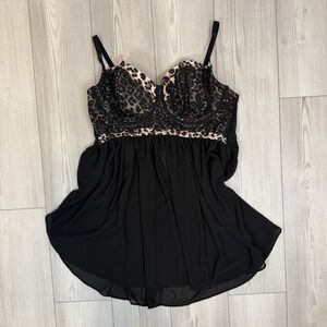 Torrid Curve 4 4X 26 Contrast Lace Babydoll Underwire Lingerie Black